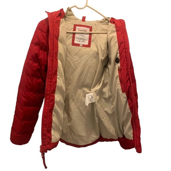 HUNTER Red Puffer Coat w/ Real Fox Fur Trim (Detachable) | Size S | Pre-Owned - Picture 9 of 14